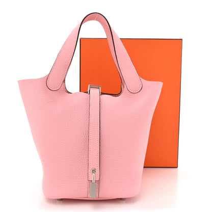 Hermes Taurillon Clemence Picotin Lock 18 PM Rose Sakura 11 of 11