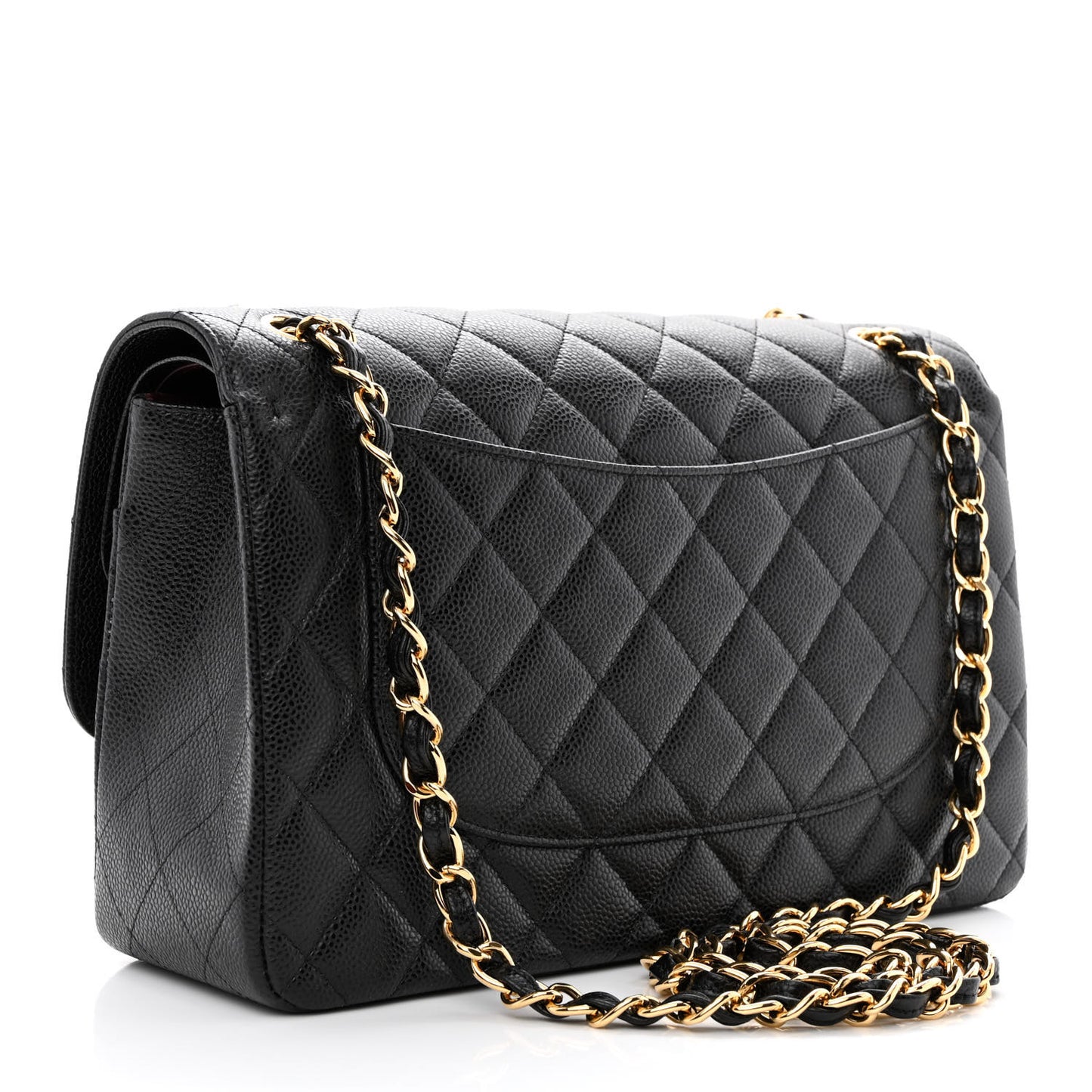 Caviar Quilted Jumbo Double Flap Black