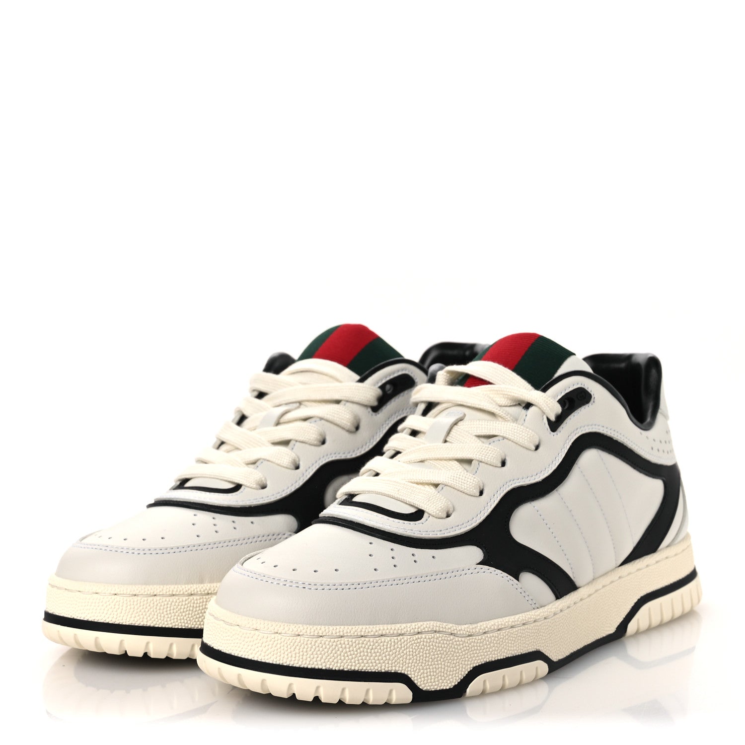 Gucci Sparrow Calfskin Mens Re-Web Sneakers 8 Green White Black 4 of 12
