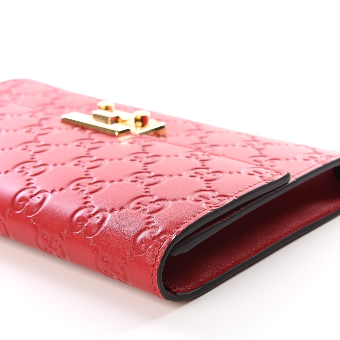 Guccissima Padlock Clutch Hibiscus Red
