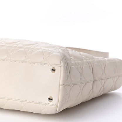 Christian Dior Lambskin Cannage Large Lady Dior Shopper Tote White 7 of 13