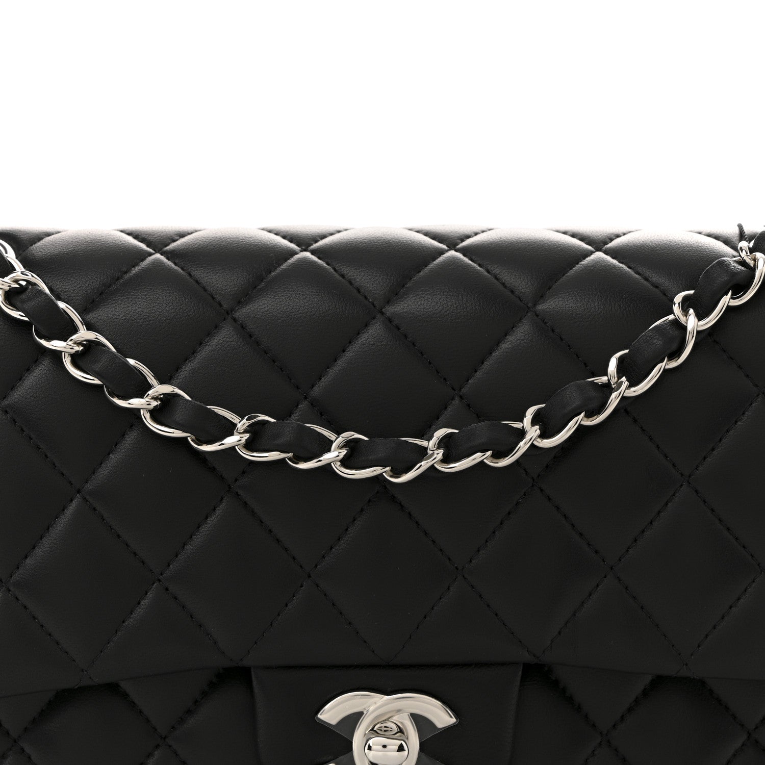 Chanel Lambskin Quilted Medium Double Flap Black 8 of 11