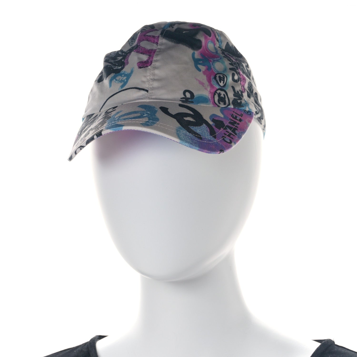 Chanel Canvas Printed Graffiti CC Cap Hat M Ivory Multicolor 2 of 9