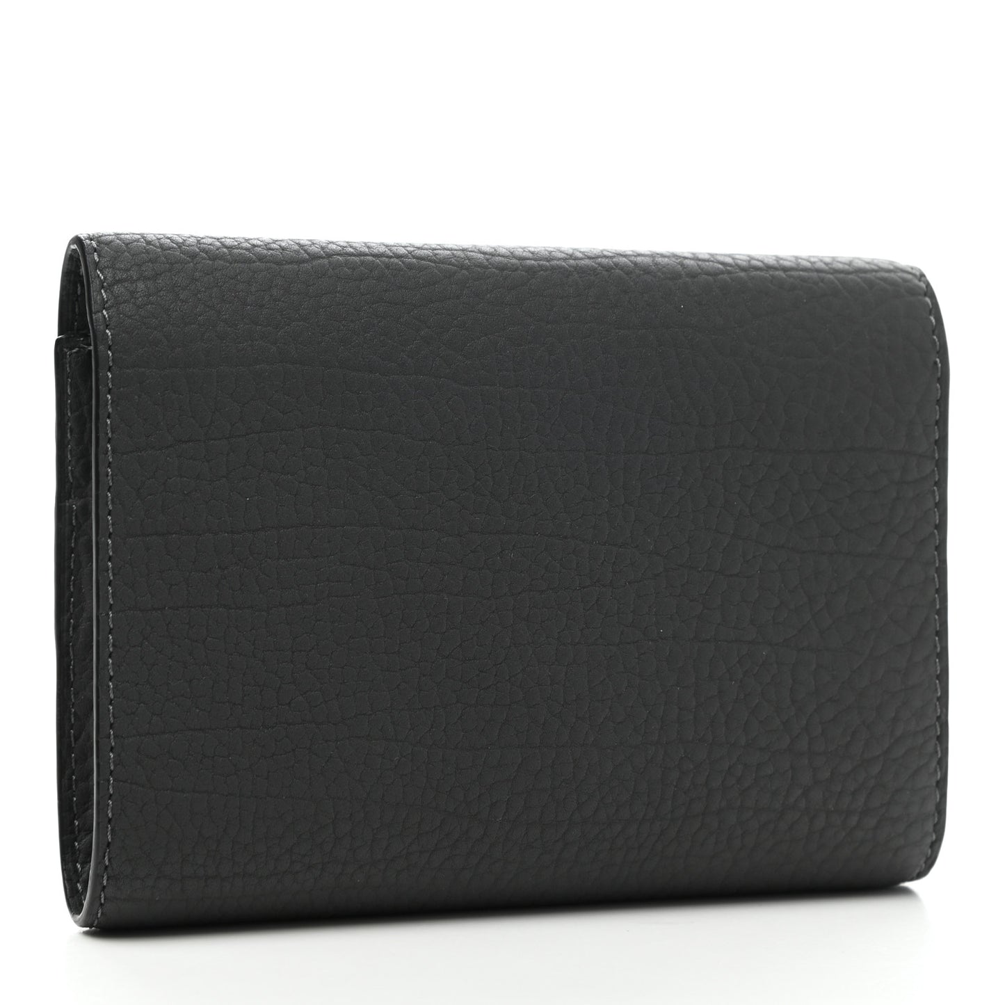 Crispy Calfskin Tempête Compact Wallet Grey