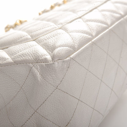 Chanel Caviar Quilted Jumbo Single Flap White 10 of 11