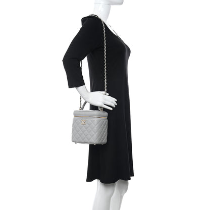 Chanel Caviar Quilted Small Top Handle Vanity Case With Chain Grey 2 of 10