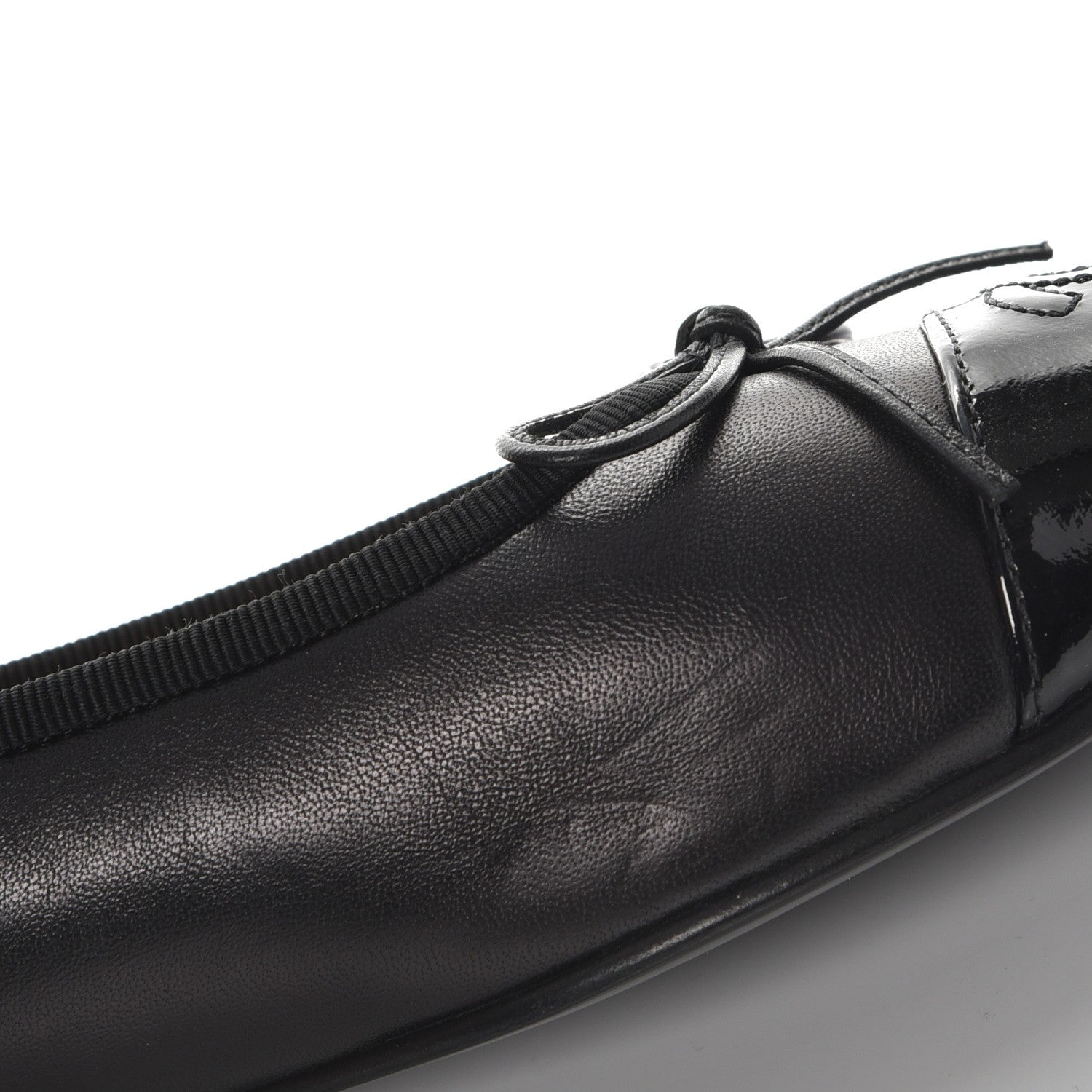 Chanel Lambskin Patent Cap Toe Ballerina Flats 41 Black 10 of 11