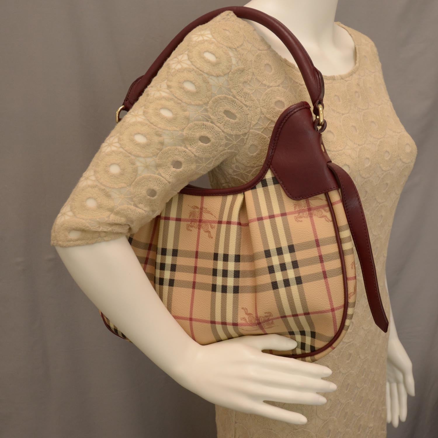 Burberry Haymarket Check Hobo Red 2 of 7