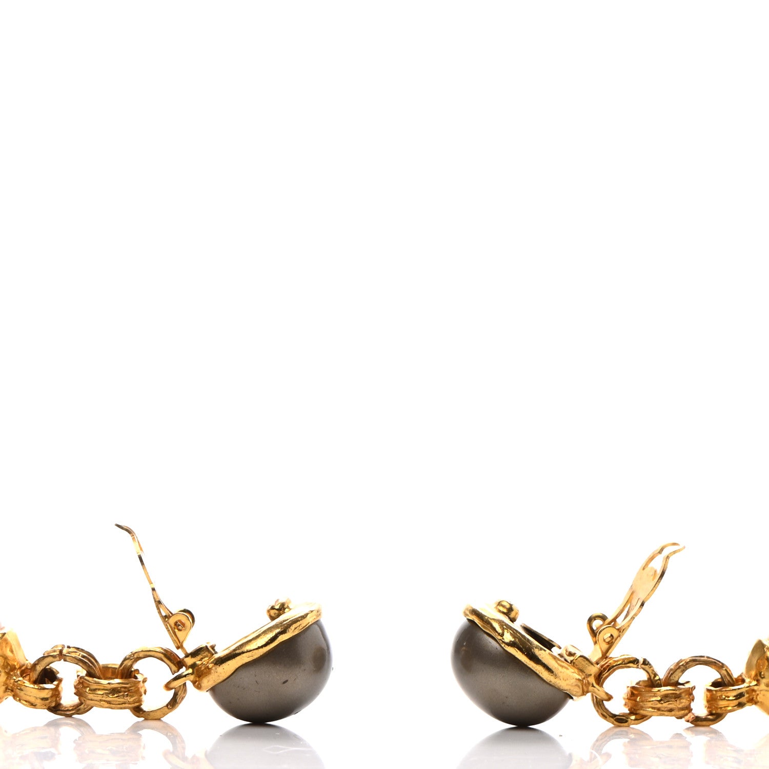 Chanel Pearl CC Dangle Clip On Earrings Gold 3 of 5