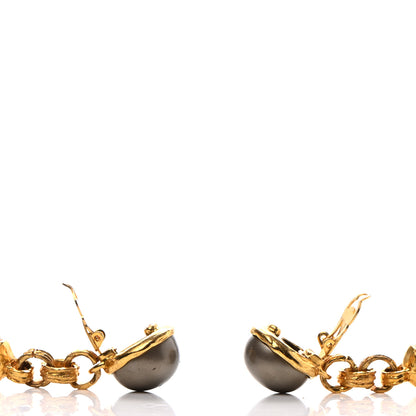Chanel Pearl CC Dangle Clip On Earrings Gold 3 of 5