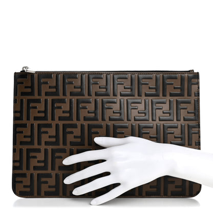 Fendi Vitello Grace FF 1974 Embossed Slim Clutch Black 2 of 8
