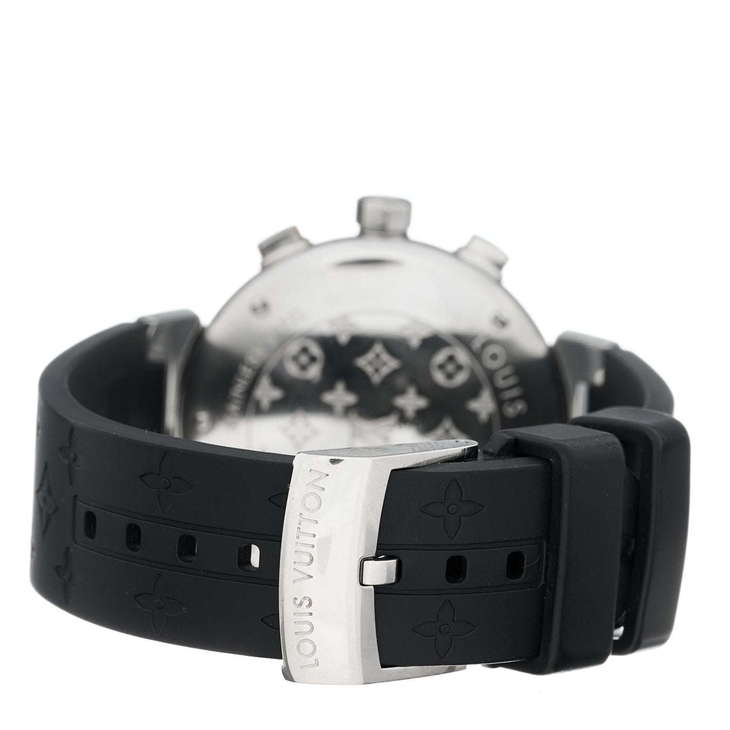 Louis Vuitton Stainless Steel Rubber 34mm Tambour Lovely Cup Quartz Watch Black 3 of 5
