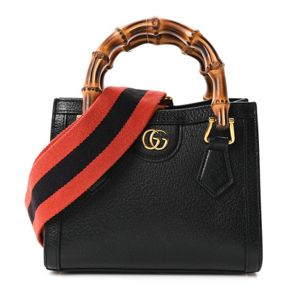 Gucci Textured Dollar Calfskin Web Mini Diana Tote Bag Black Dusty Grey 1 of 10