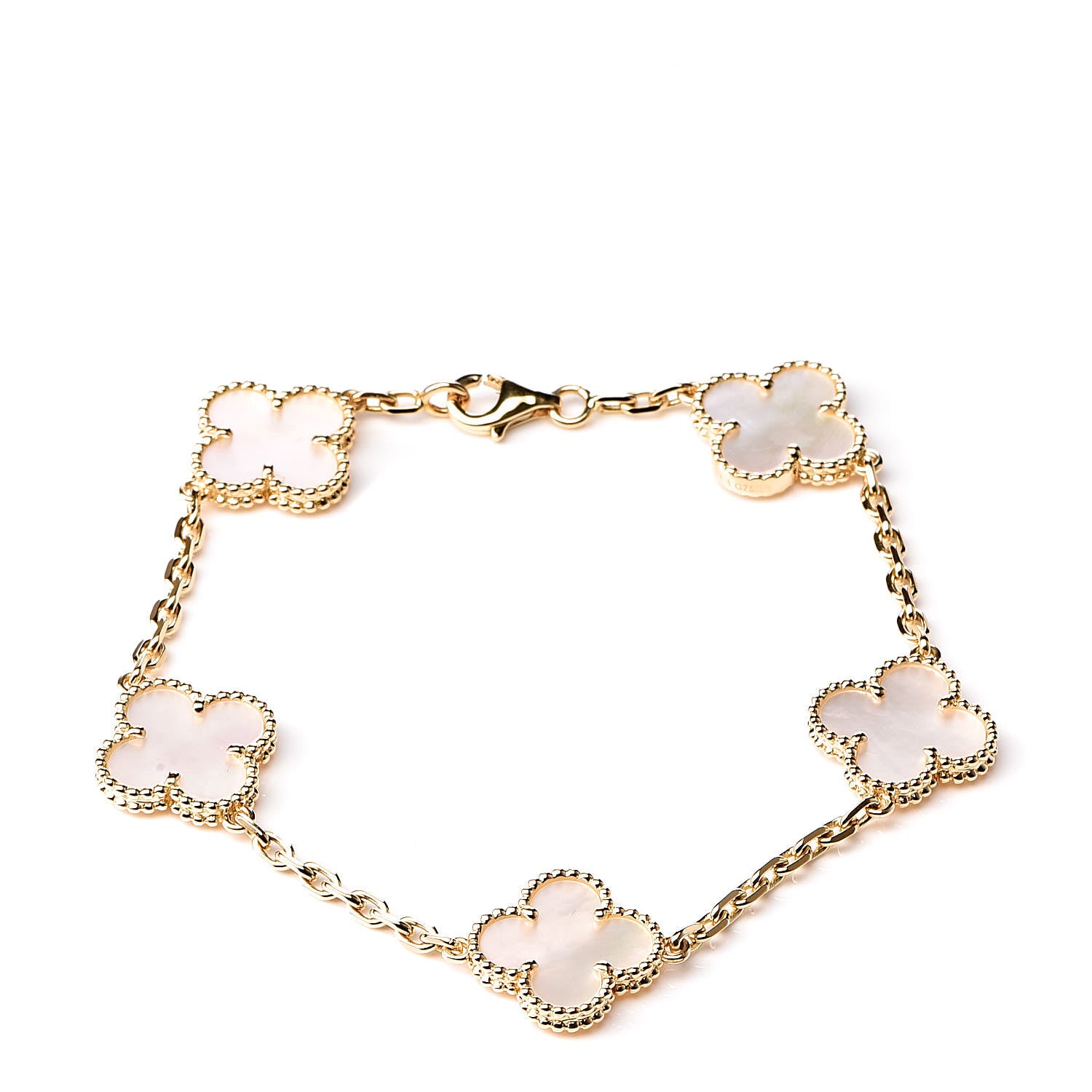 Van Cleef & Arpels 18K Yellow Gold Mother of Pearl 5 Motifs Vintage Alhambra Bracelet 1 of 6