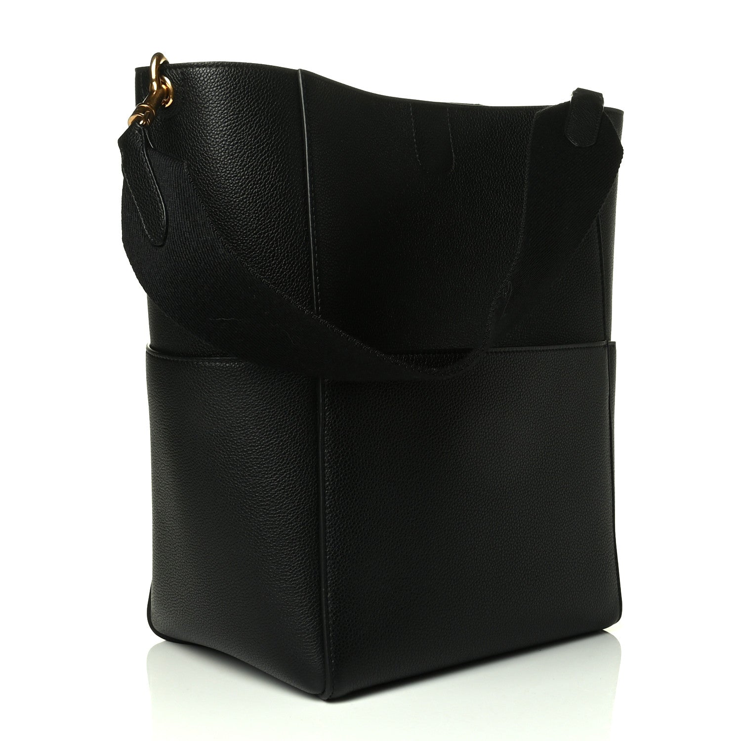 Celine Soft Grained Calfskin Sangle Bucket Bag Black 3 of 11