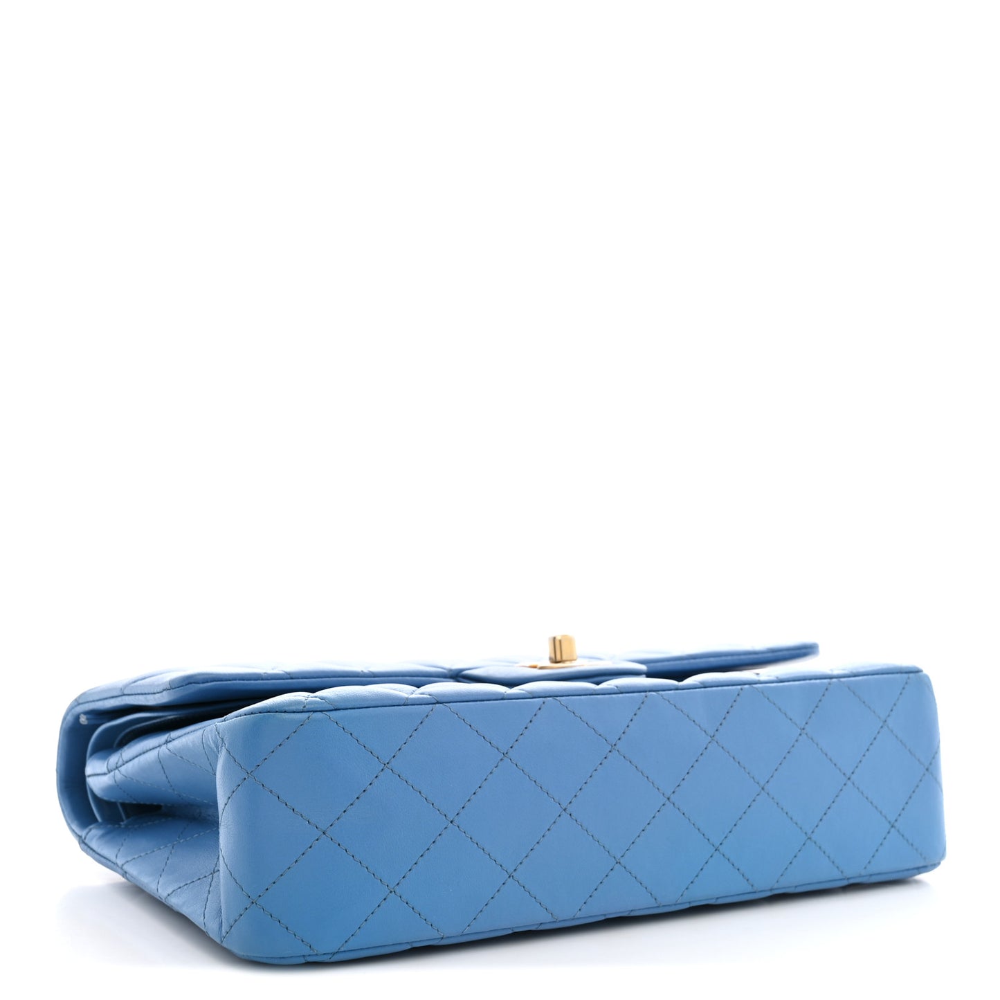 Lambskin Quilted Medium Double Flap Blue