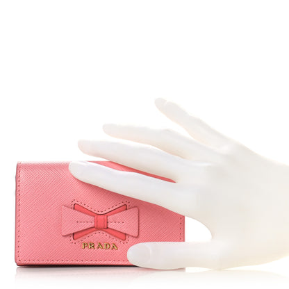 Prada Saffiano Metal Business Card Holder Petalo Peonia 2 of 9