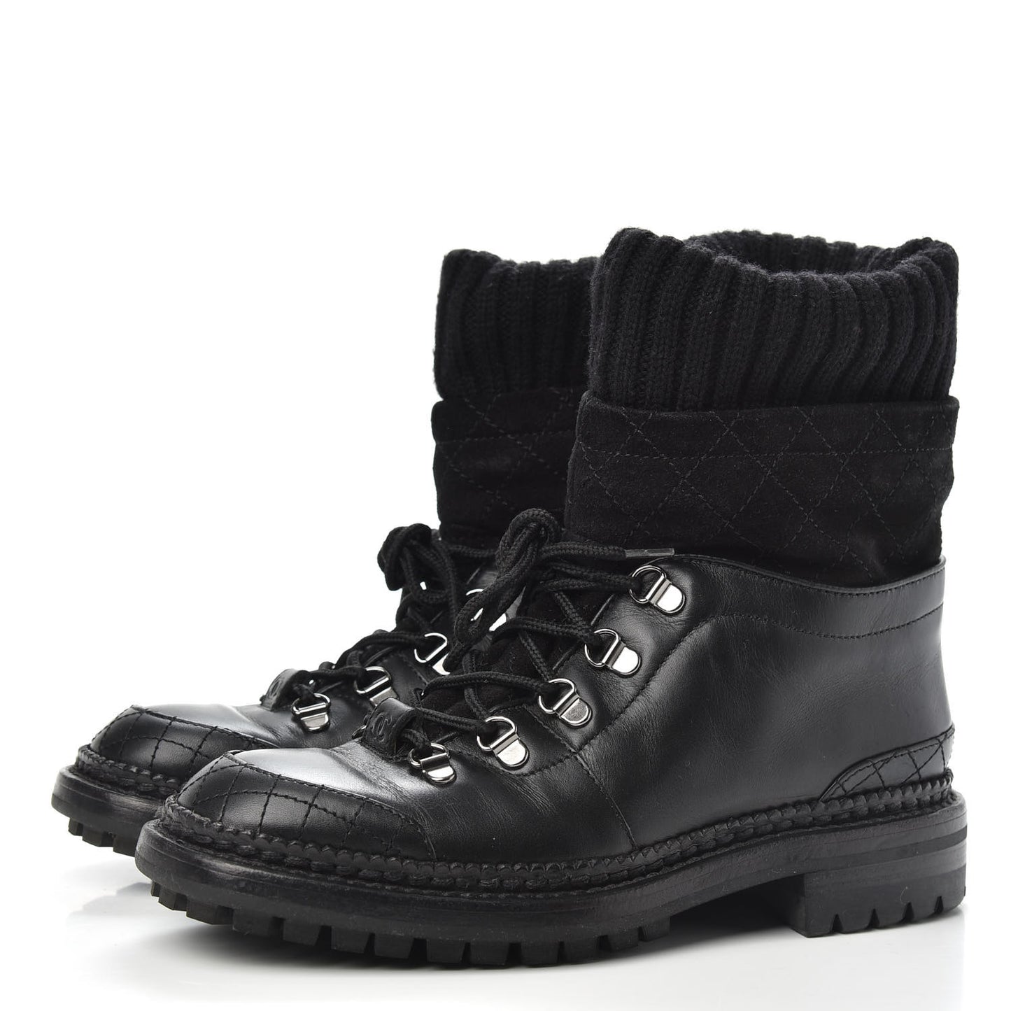 Calfskin Kid Suede Lace Up Short Boots 38 Black