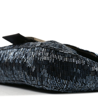 Fendi Satin Beaded Baguette Blue Brown 9 of 11