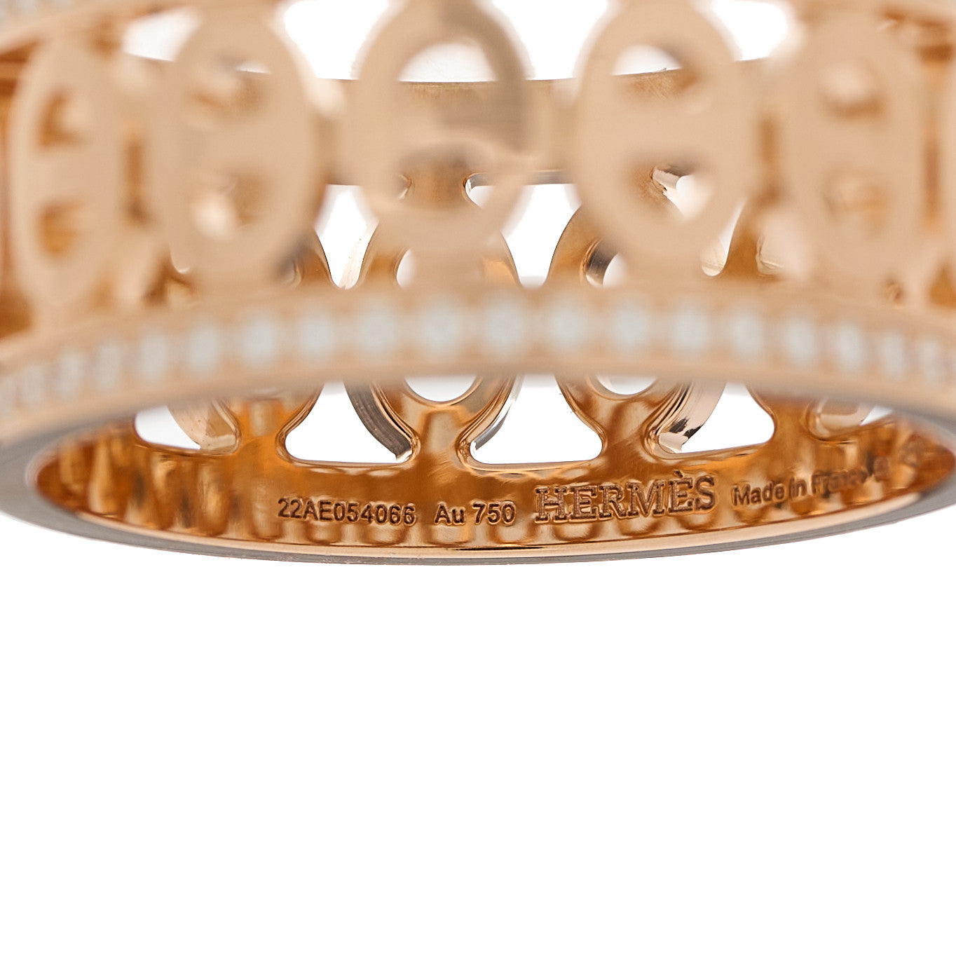 Hermes 18K Rose Gold Diamond PM Chaine d'Ancre Divine Ring 53 6.5 3 of 4