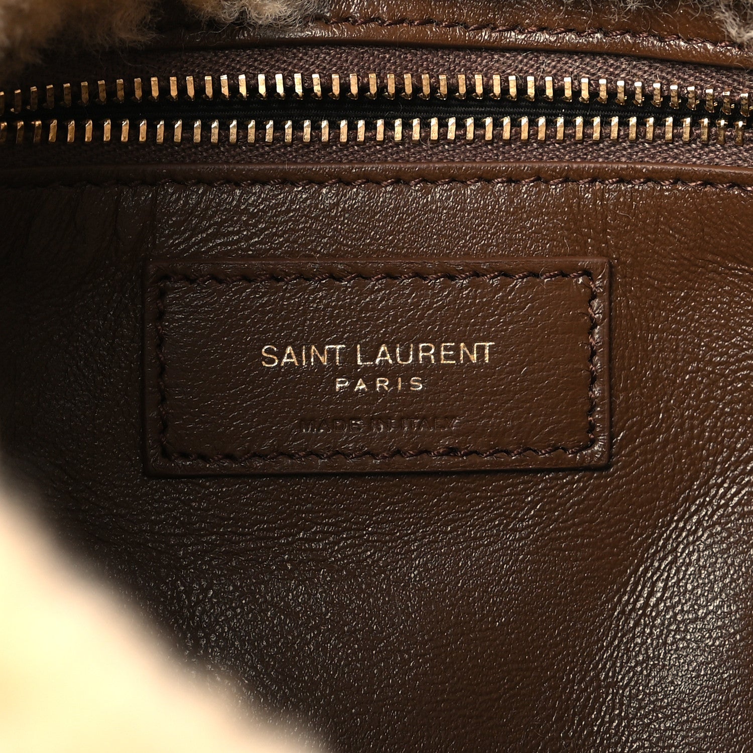 Saint Laurent Suede Calfskin Shearling Le 5 A 7 Hobo Dark Cigar Natural Beige 6 of 11