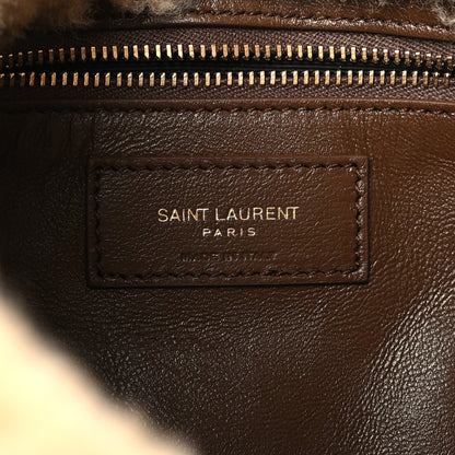 Saint Laurent Suede Calfskin Shearling Le 5 A 7 Hobo Dark Cigar Natural Beige 6 of 11