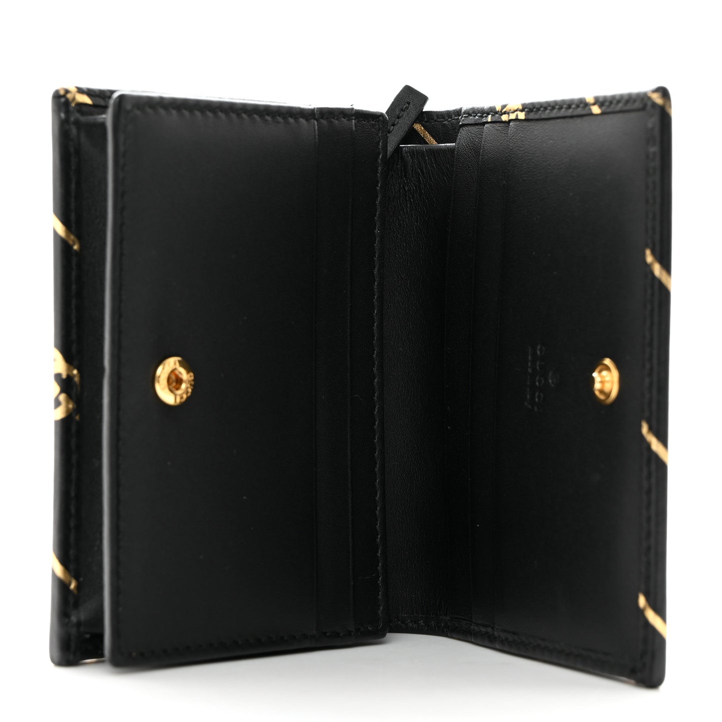 Calfskin Diagonal GG Card Case Black