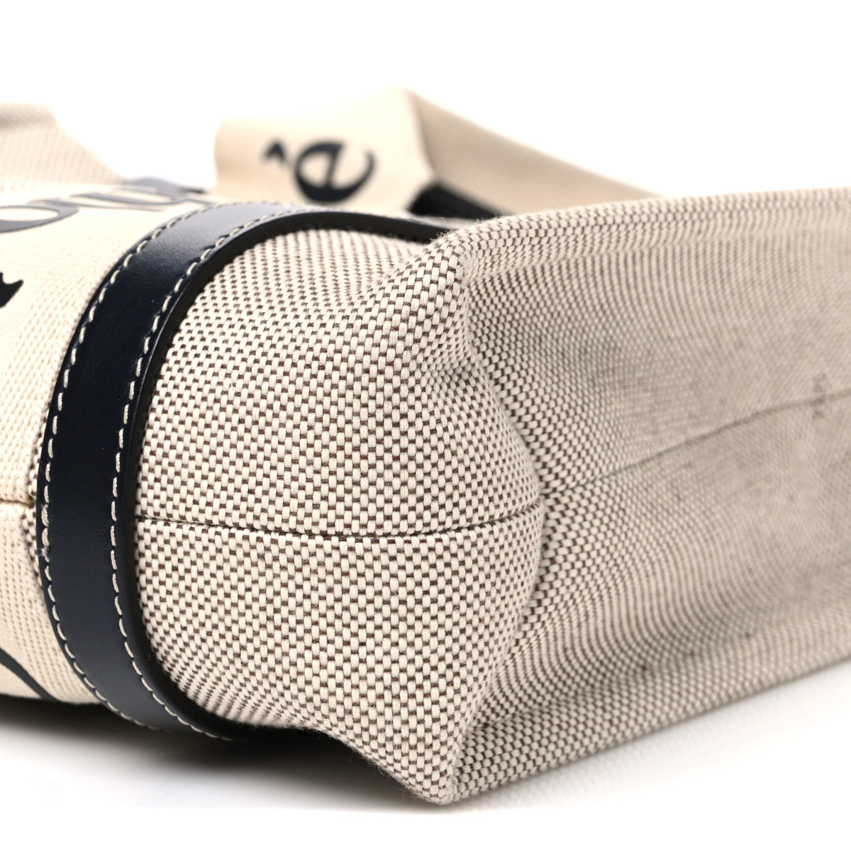 Chloe Cotton Calfskin Small Woody Ribbon Tote White Blue 9 of 9