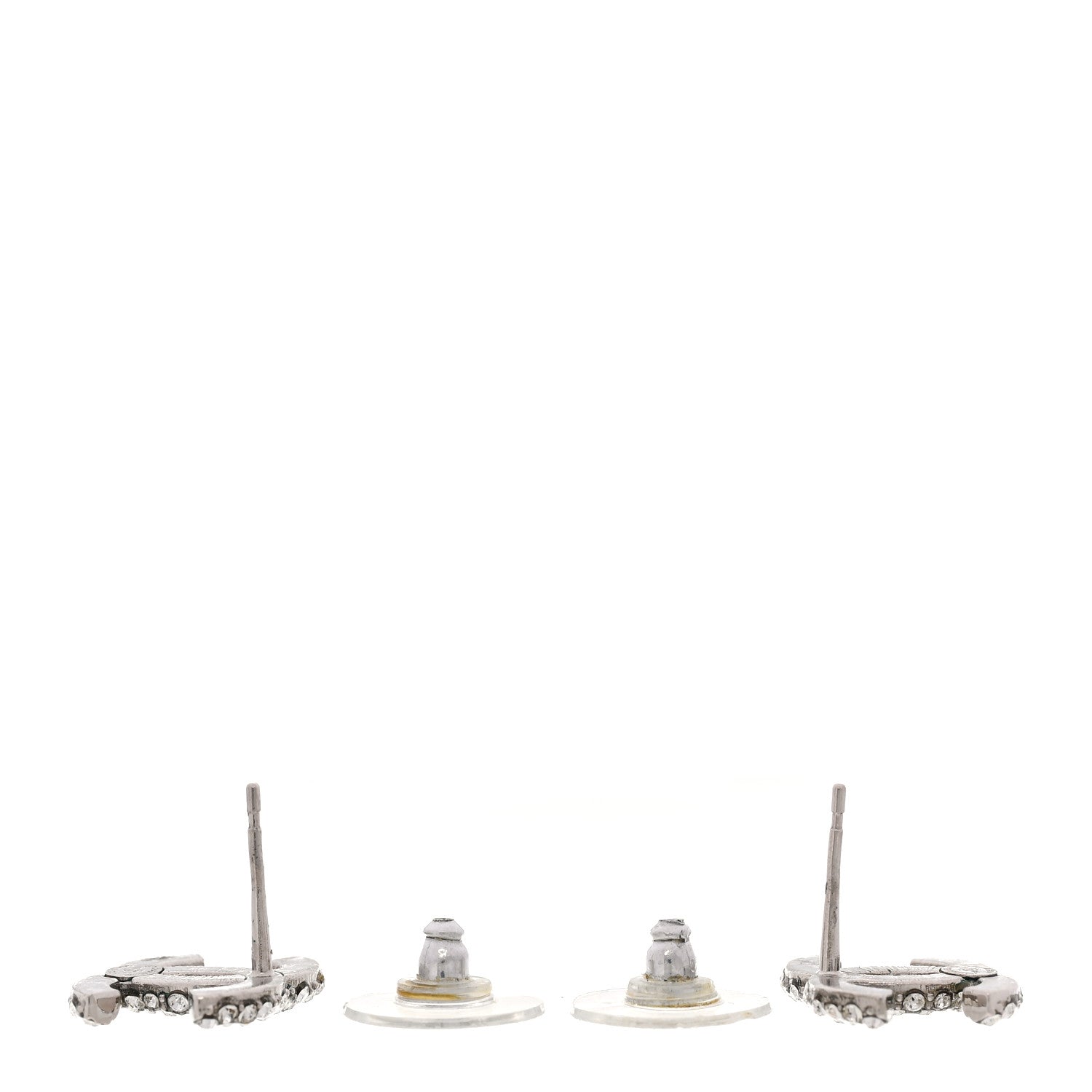 Chanel Crystal CC Earrings Silver 4 of 5