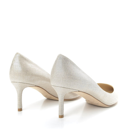 Jimmy Choo Metallic Linen Pointy Toe Romy 60 Pumps 39 Silver 4 of 9