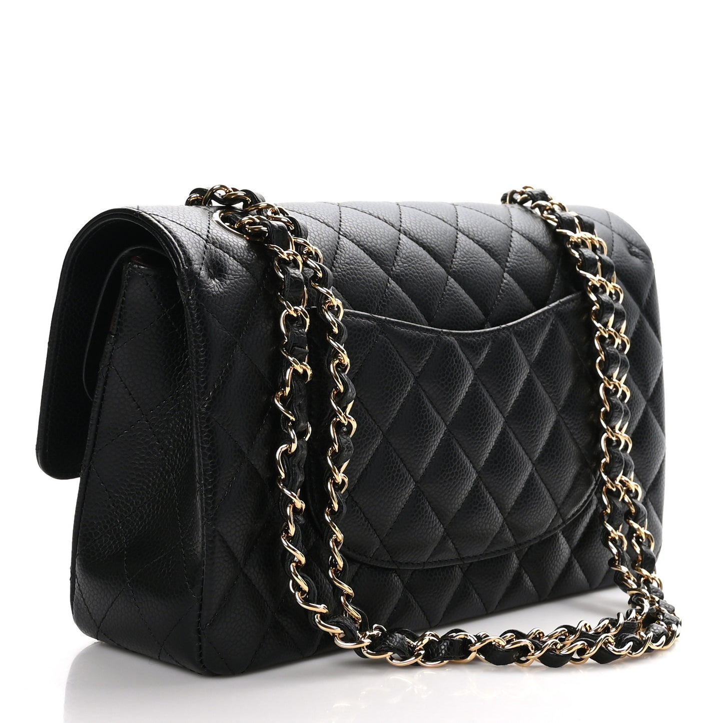 Caviar Quilted Medium Double Flap Black
