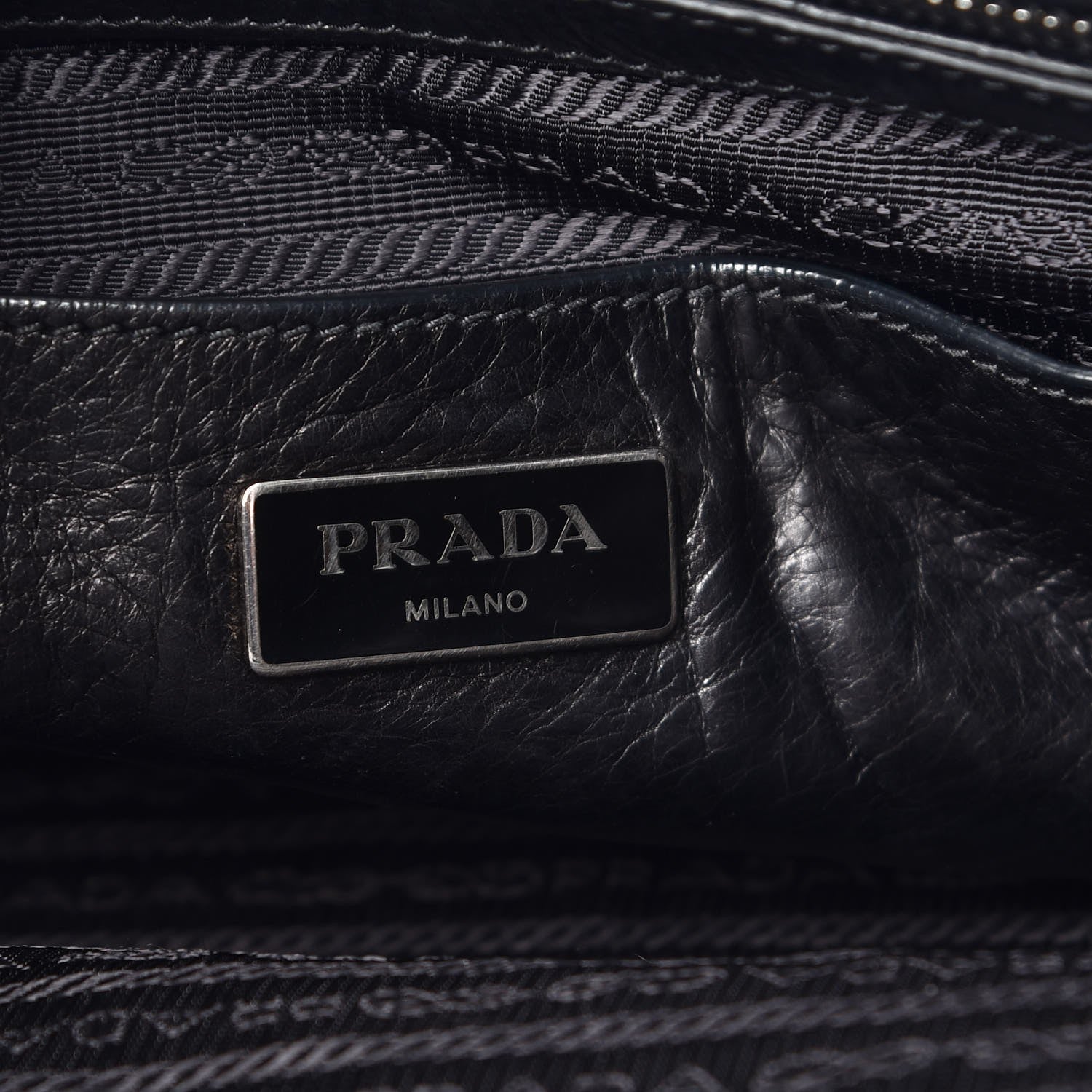 Prada Glace Calf Twin Pocket Tote Black 6 of 9