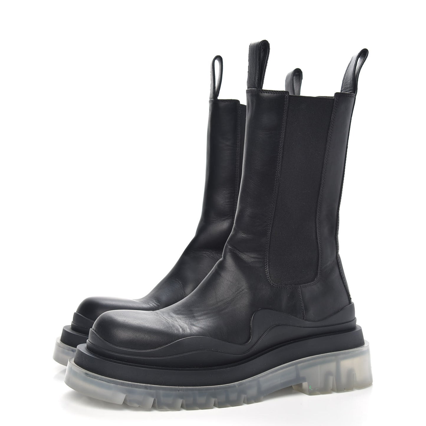 Calfskin The Tire Chelsea Boots 37.5 Black Transparent