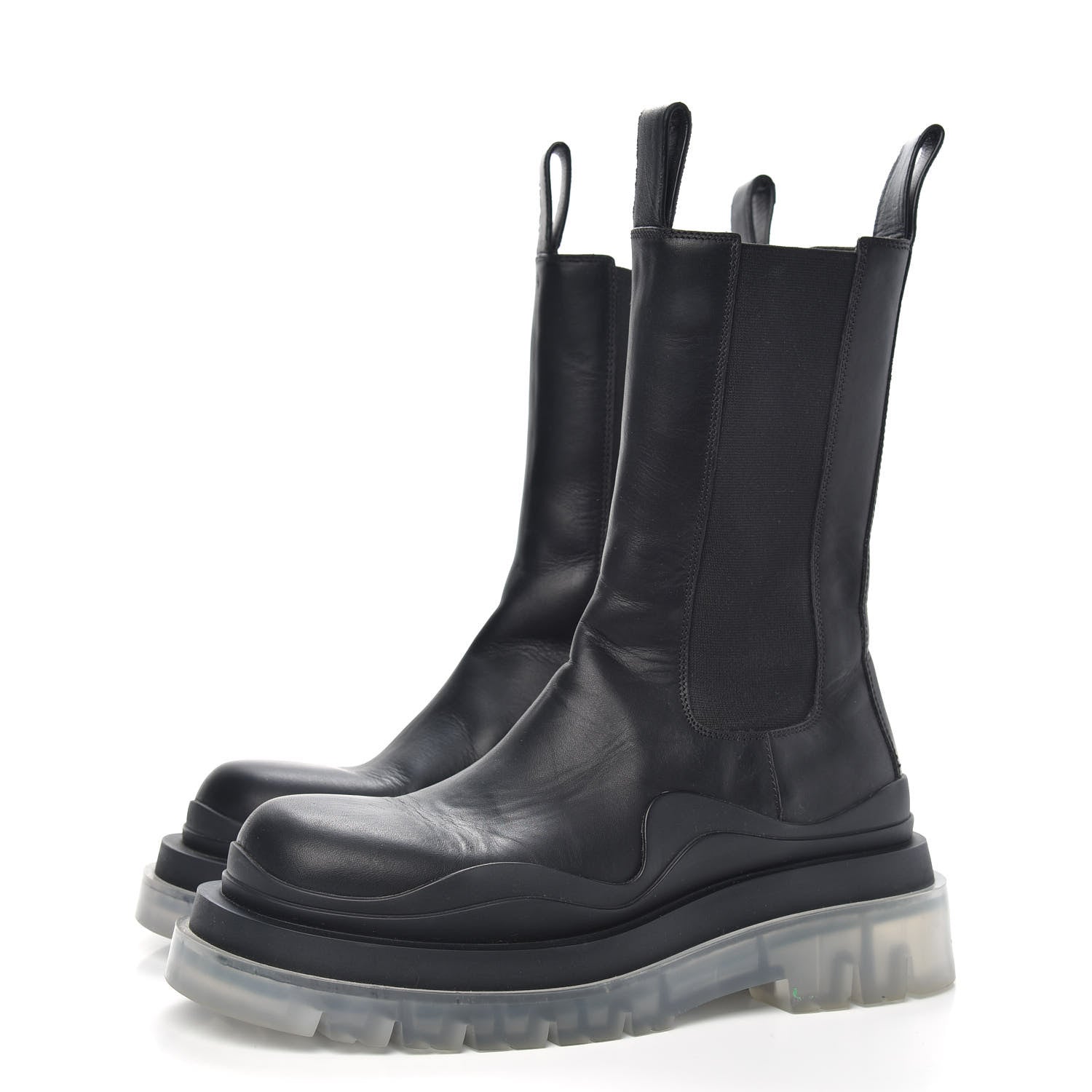 Bottega Veneta Calfskin The Tire Chelsea Boots 37.5 Black Transparent 3 of 9