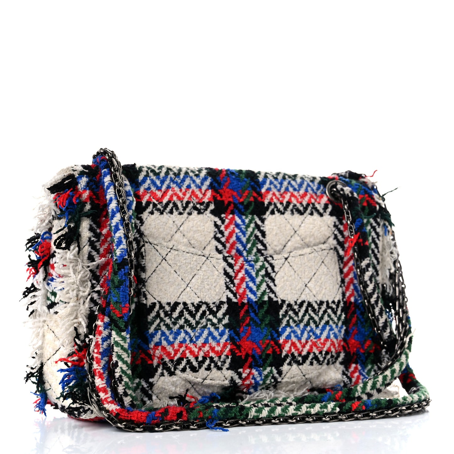 Tweed Quilted Embellished 2.55 Reissue 225 Flap White Multicolor