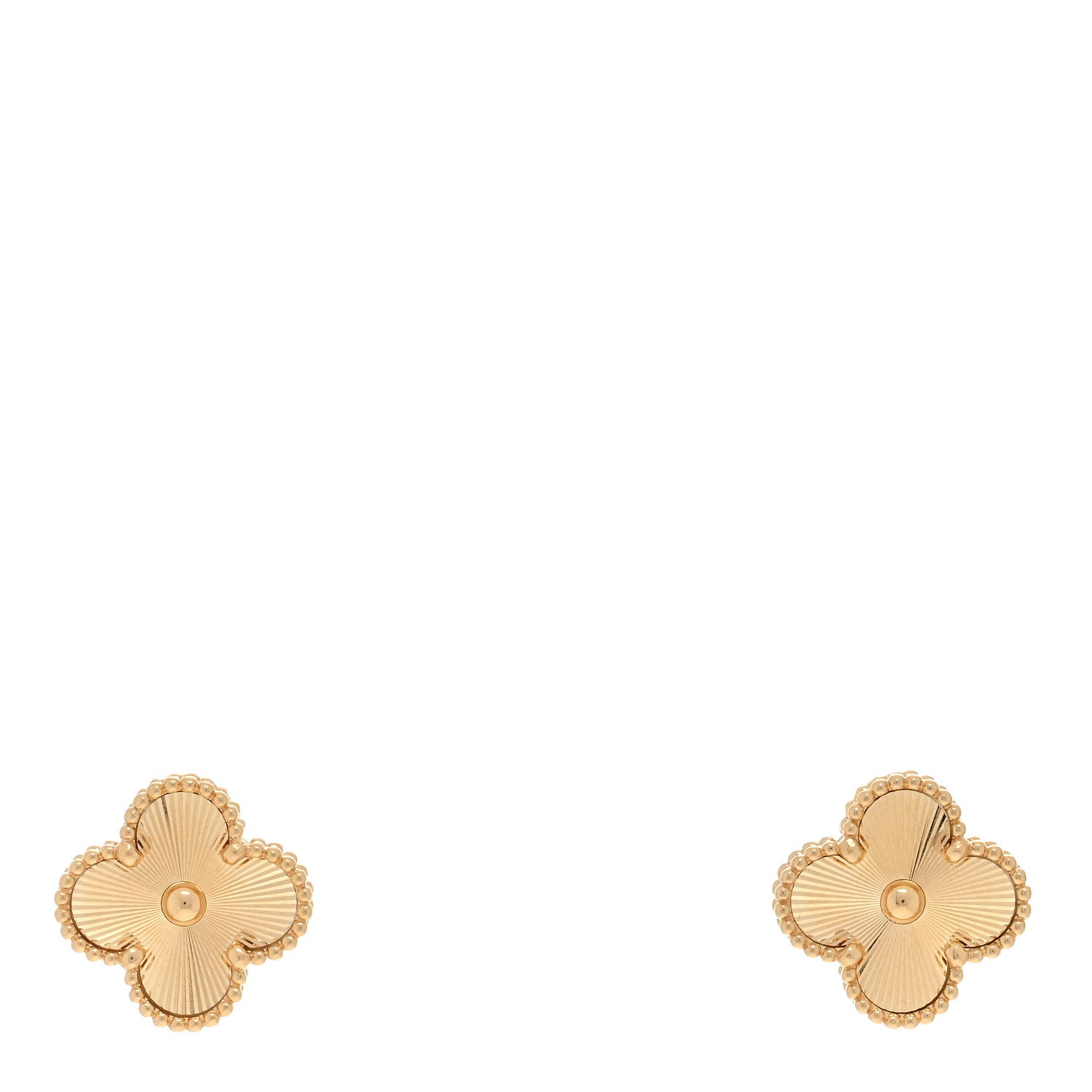 Van Cleef & Arpels 18K Yellow Gold Guilloche Vintage Alhambra Earrings 1 of 5