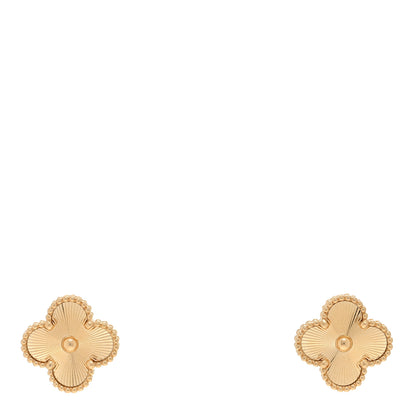 Van Cleef & Arpels 18K Yellow Gold Guilloche Vintage Alhambra Earrings 1 of 5