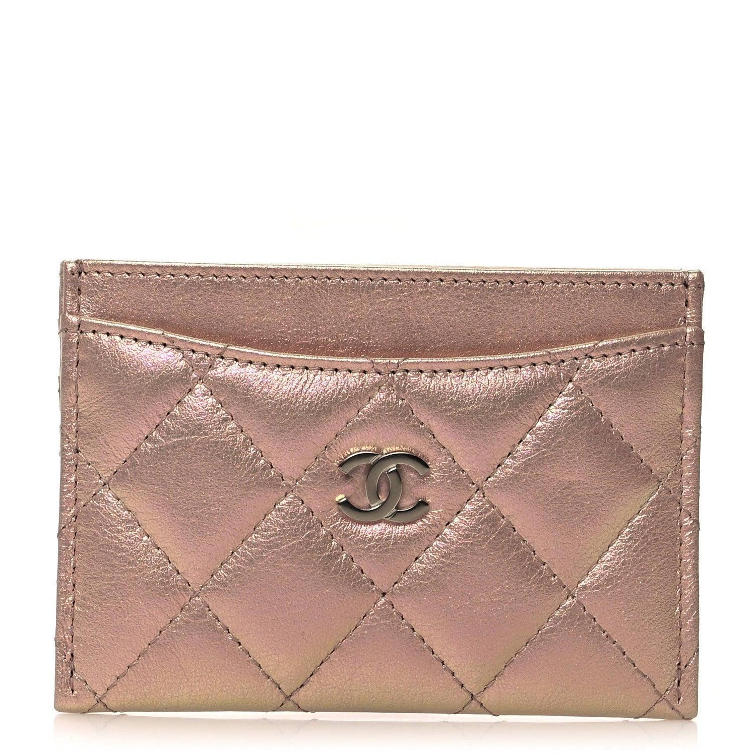Chanel Iridescent Calfskin Quilted Card Holder Pink 1 of 9