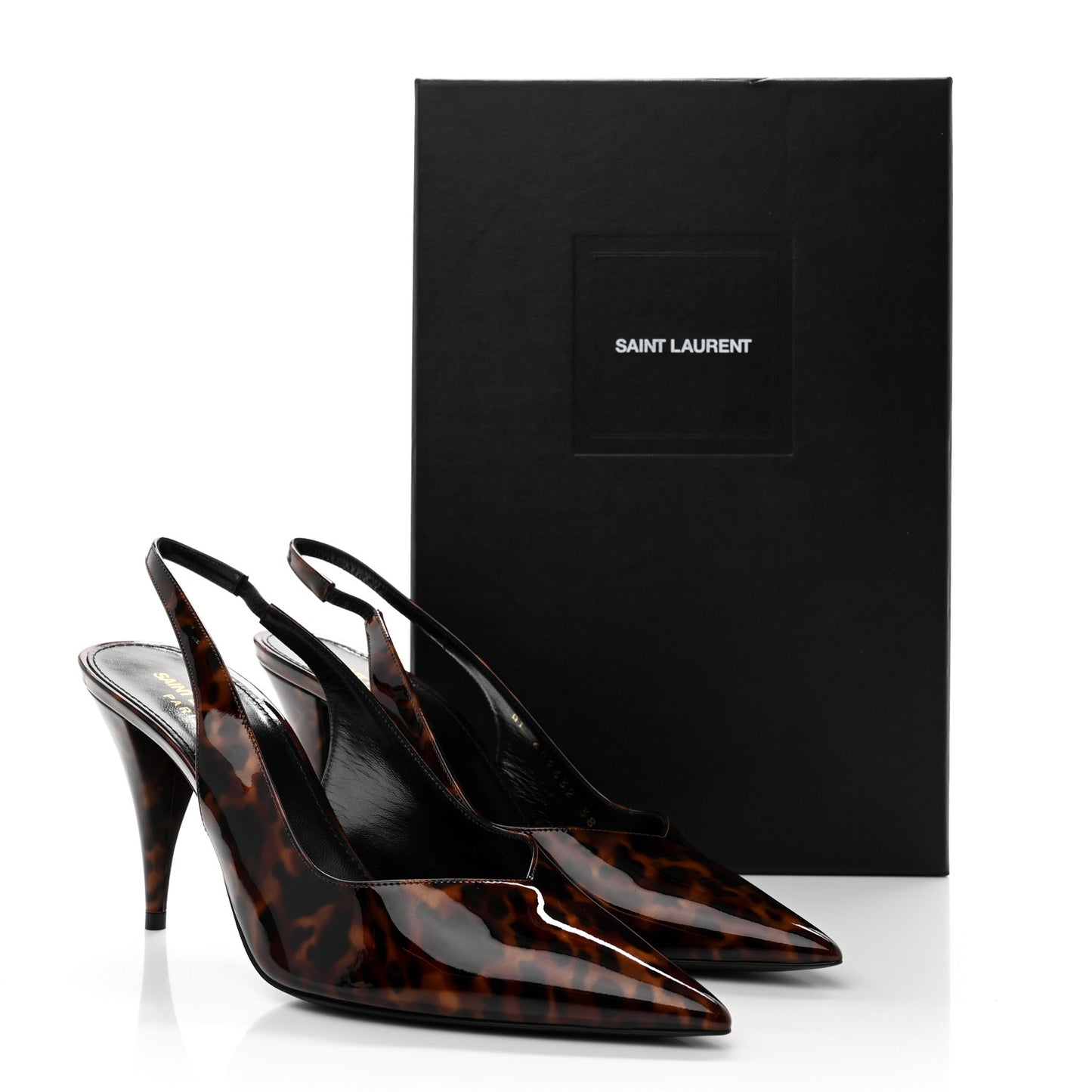 Patent Kiki Tortoise Slingback 85 Pumps 38 Black