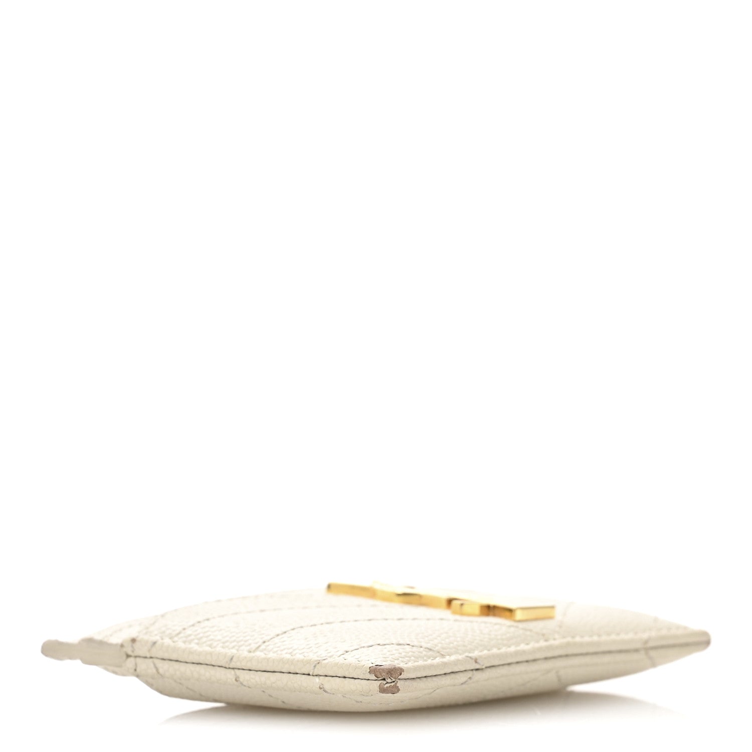 Saint Laurent Grain De Poudre Matelasse Chevron Monogram Credit Card Case Crema Soft 4 of 10