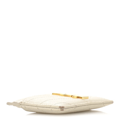 Saint Laurent Grain De Poudre Matelasse Chevron Monogram Credit Card Case Crema Soft 4 of 10