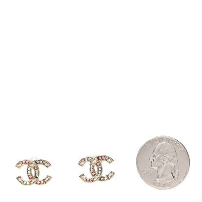 Chanel Crystal CC Earrings Gold Multicolor 2 of 5