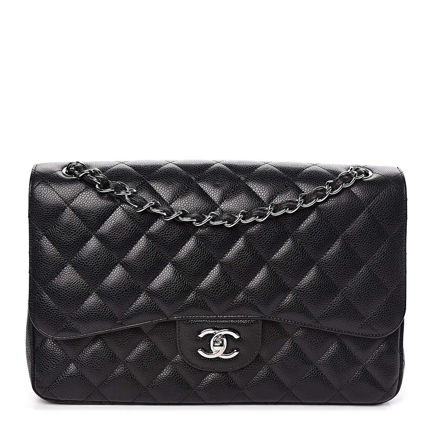 Caviar Quilted Jumbo Double Flap Black