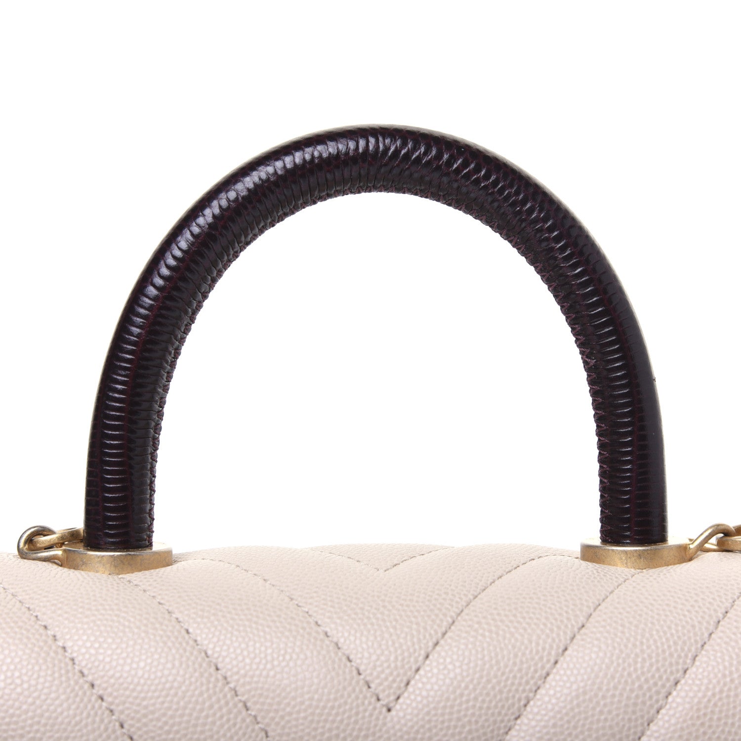 Chanel Caviar Lizard Chevron Quilted Mini Coco Handle Flap Ivory 13 of 17