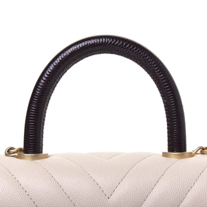 Chanel Caviar Lizard Chevron Quilted Mini Coco Handle Flap Ivory 13 of 17