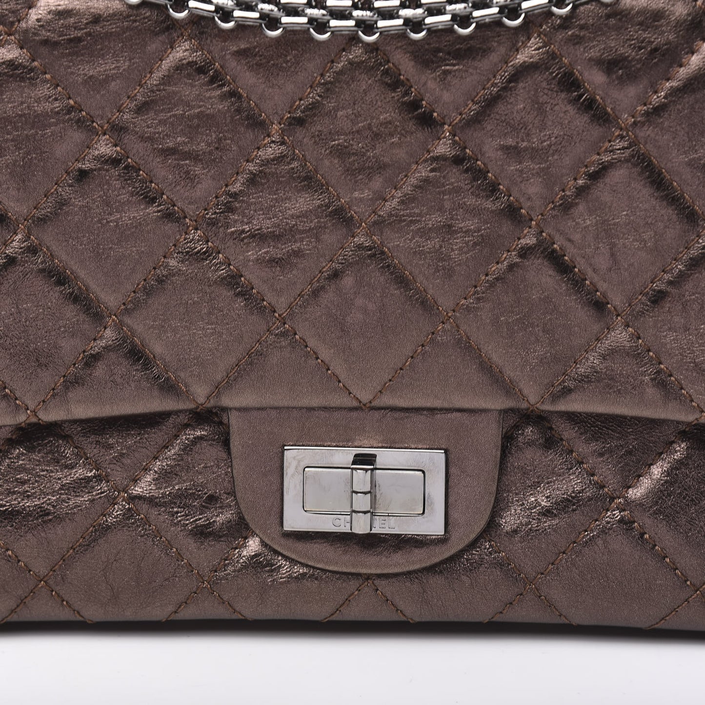 Metallic Aged Calfskin Quilted 2.55 Reissue 227 Flap Bronze