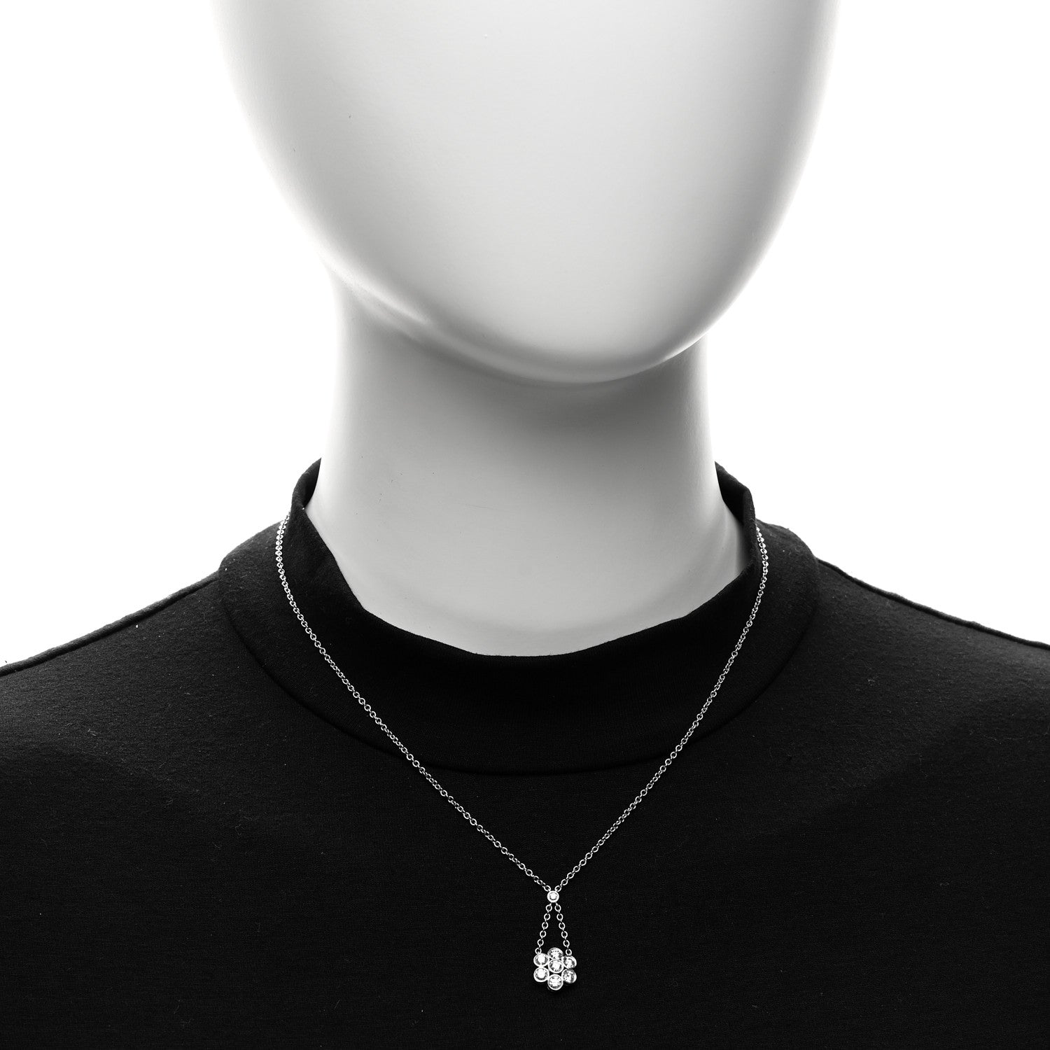 Tiffany Platinum Diamond Swing Flower Drop Pendant Necklace 2 of 5