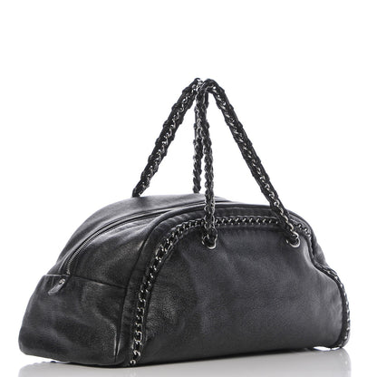 Chanel Metallic Goatskin Large Luxe Ligne Bowler Black 3 of 8
