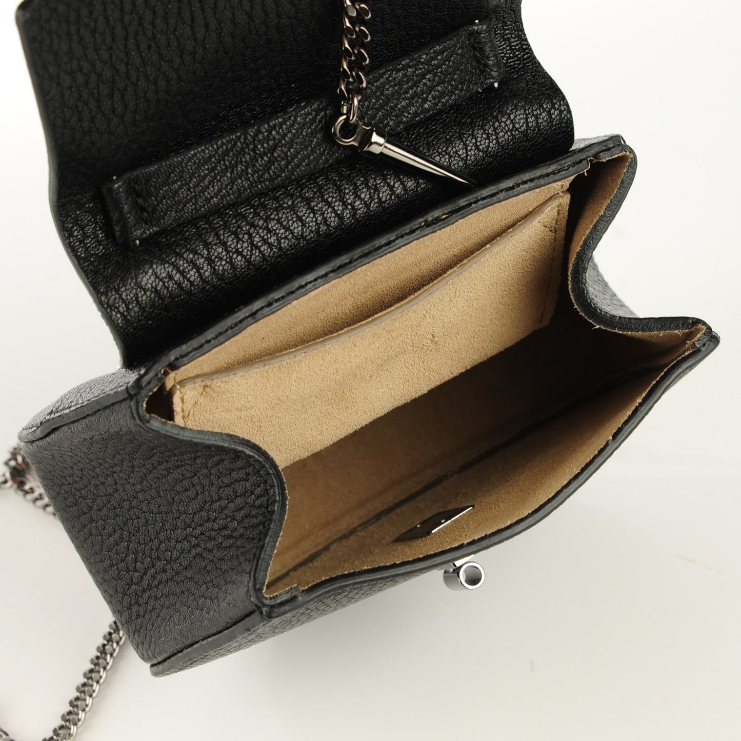 Grained Lambskin Nano Drew Shoulder Bag Black
