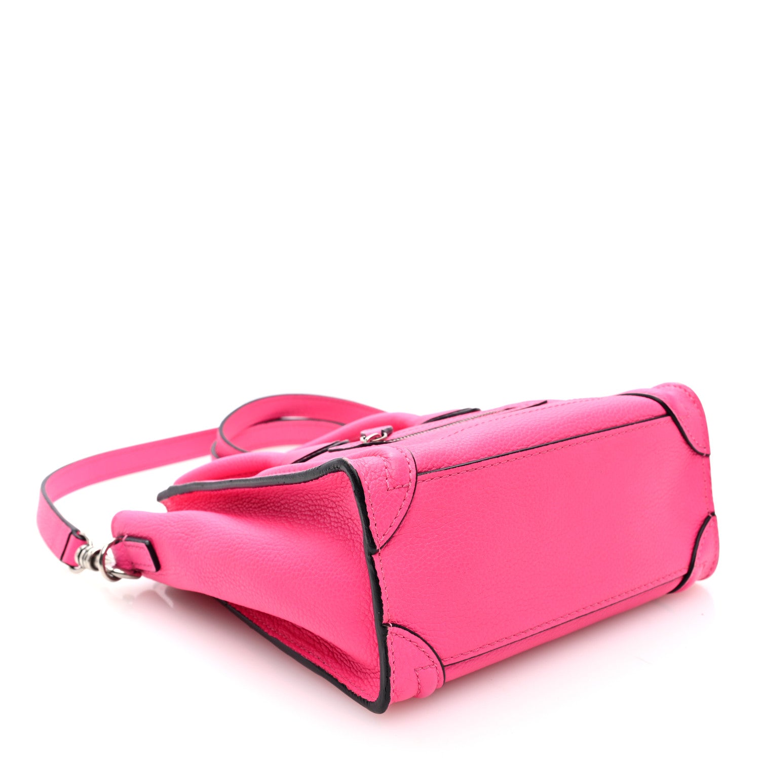 Celine Drummed Calfskin Nano Luggage Fluo Pink 4 of 10